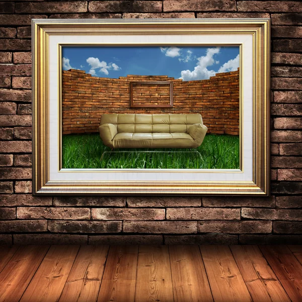 Picture on old Brick Wall — Stock Photo, Image