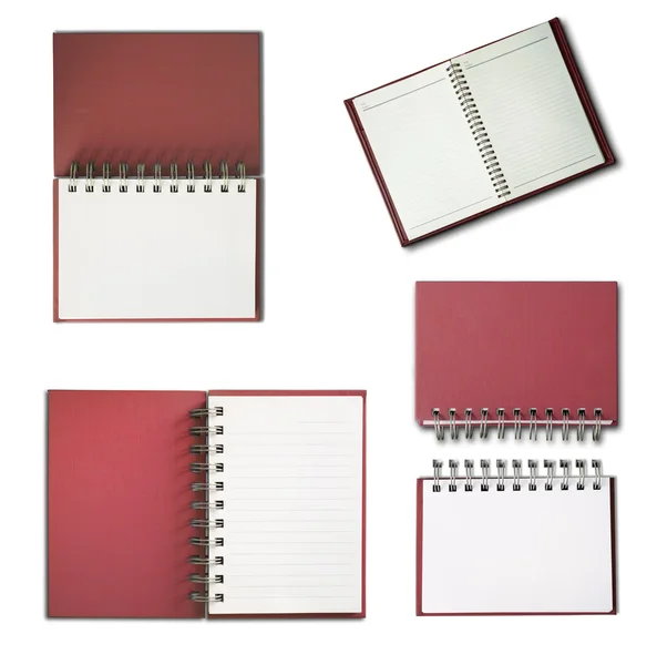 Rode laptop verticale enkele witte pagina — Stockfoto