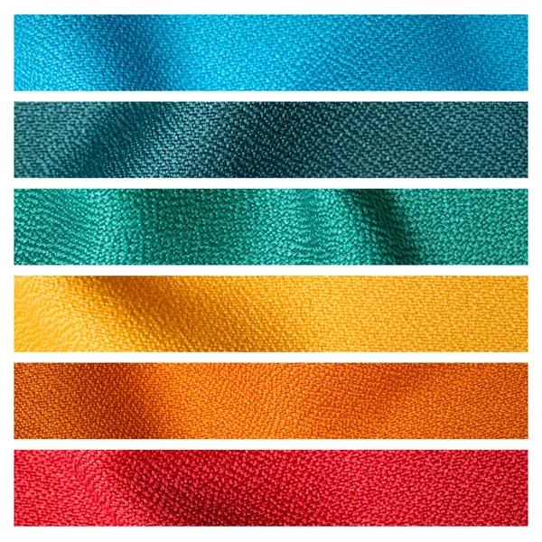 Six color fabric texture sample — Stock Photo, Image