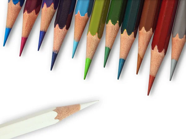 White color and eleven cool tone color pencil — Stock Photo, Image