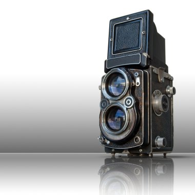 Old black twin lens camera clipart