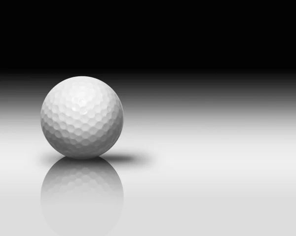 Bola de golfe branco no piso de reflexão branca — Fotografia de Stock