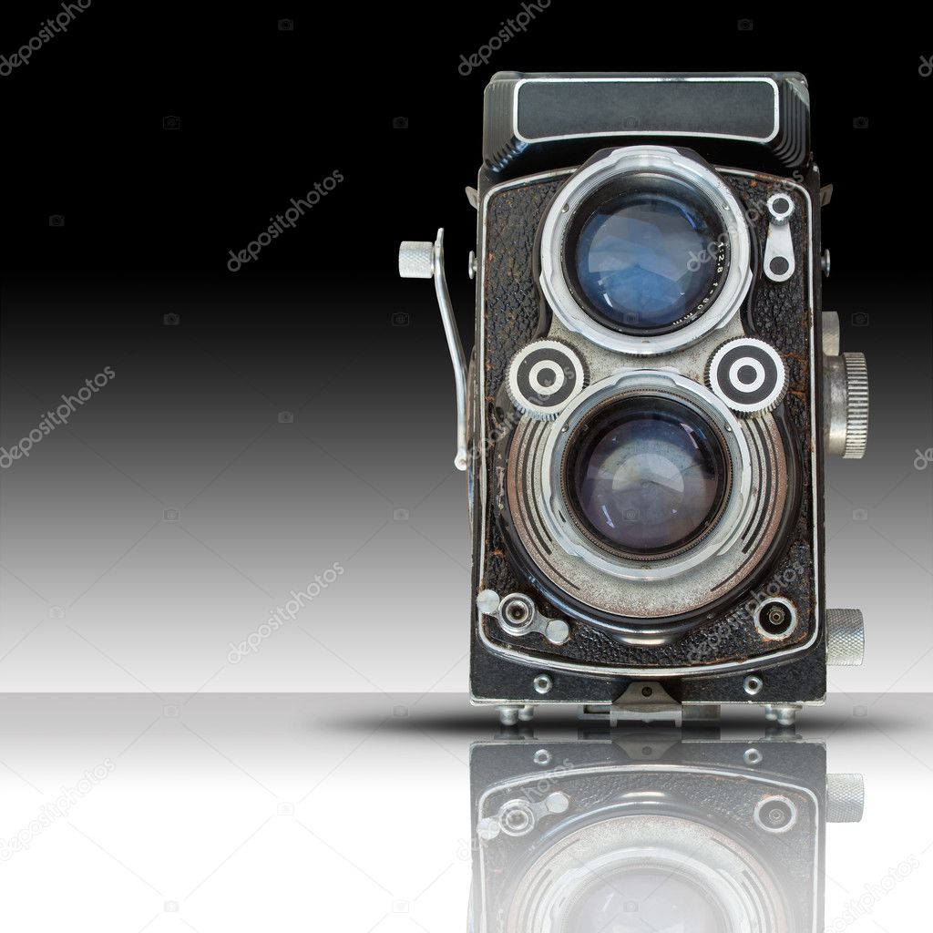 Fornt of Old twin lens reflect camera
