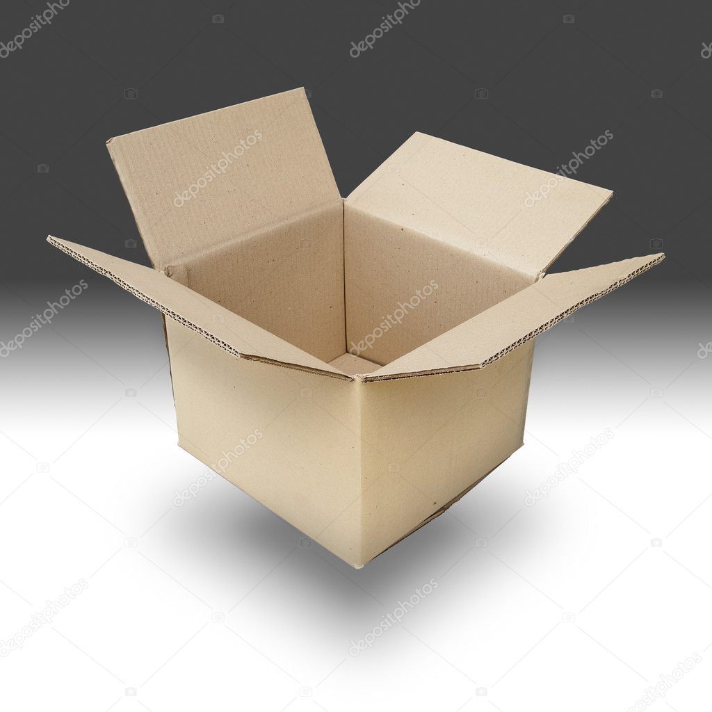 Brown paper box open