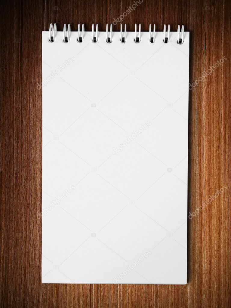 Long blank white note book vertical