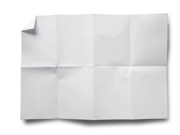 Skrynkligt papper på vit — Stockfoto