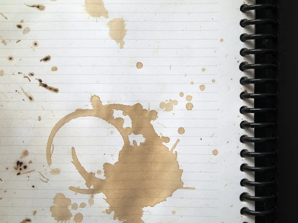 Manchas de café no livro de notas — Fotografia de Stock