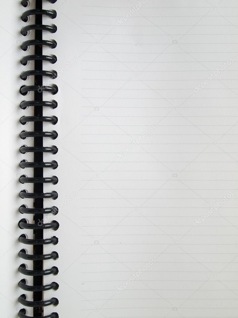 White single page notebook