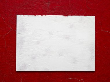 White paper stick on crack old red wall clipart