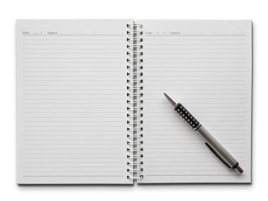 Pen on blank notebook clipart