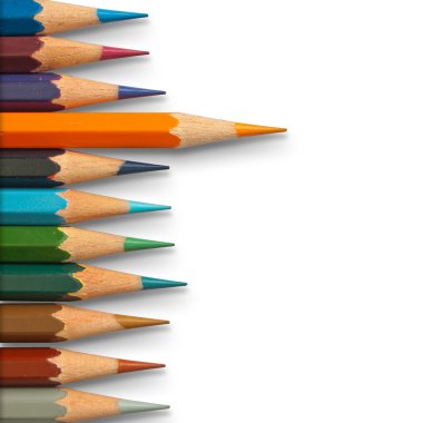 Lead orange color pencil and cool tone color pencil clipart