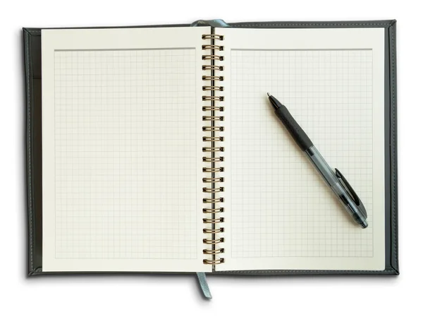 Μαύρο στυλό πάνω σε ένα σημειωματάριο — Φωτογραφία Αρχείου
