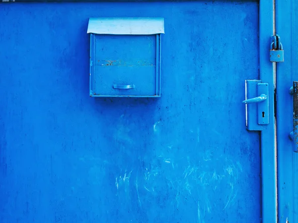 Blue steel post box — Stock Photo, Image