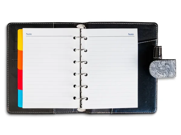 Old back leather cover binder notebook — Stock Photo, Image
