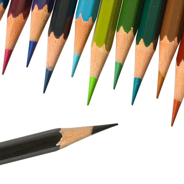 Ett svart färg pancil och cool ton färg penna — Stockfoto
