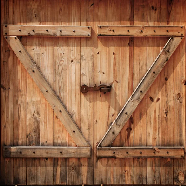 Staré dřevěné dveře zavřené — Stock fotografie