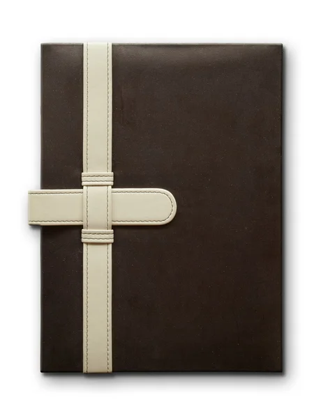 Blisko brązowy skórzany notatnik okładka — Zdjęcie stockowe