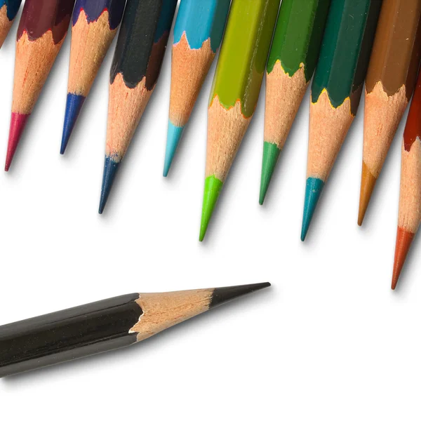 A Black color pencil and cool tone color pencil — Stock Photo, Image