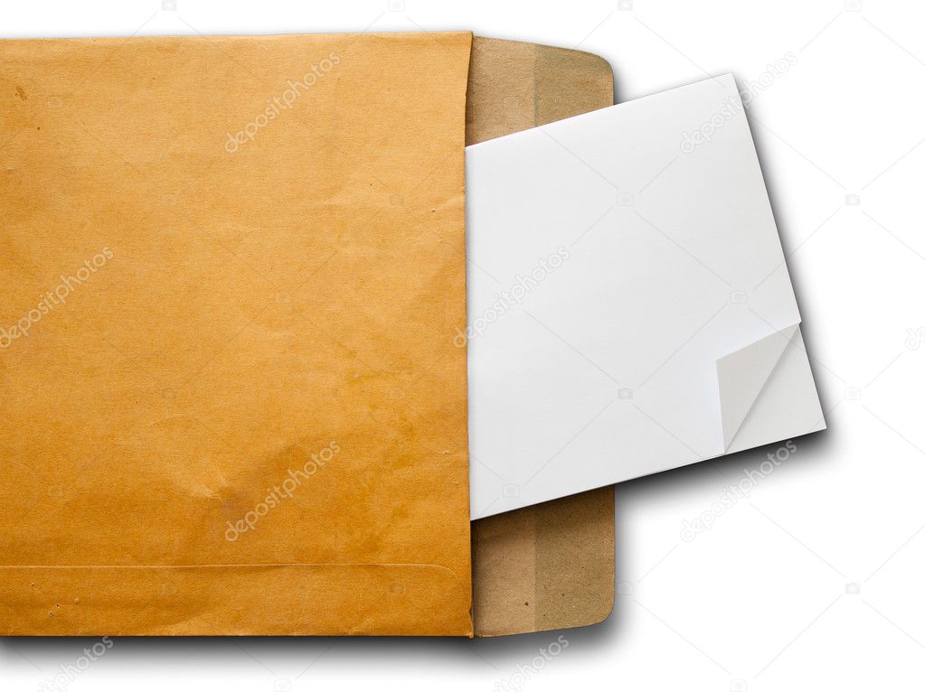 White paper from a brown open envelope