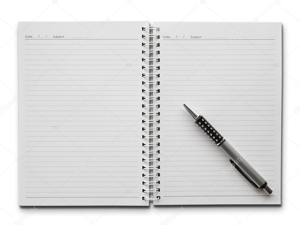 Pen on blank notebook