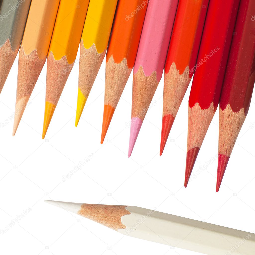 Hot tone color pencil and white color pencil