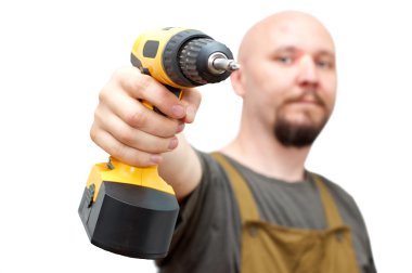 Worker with screwdriver clipart