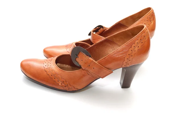 Pair of woman leather shoes — Stock Photo, Image