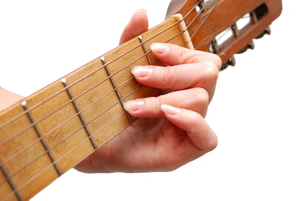 Kobieta gra na gitarze hiszpańskiej — Zdjęcie stockowe