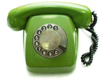 Green old-fashioned telephone
