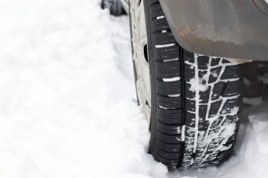 Car wheel is stuck in the snow clipart