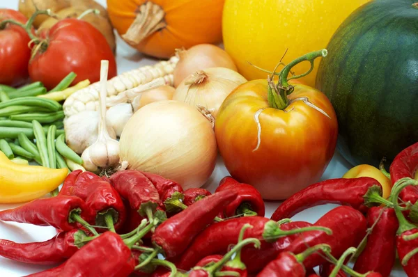 Sklizeň Zdravé Potraviny Čerstvé Zralé Zeleniny — Stock fotografie