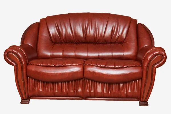 Nuevo diván de cuero aislado en blanco —  Fotos de Stock