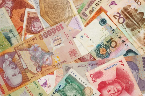 stock image A collection of various currencies from different countries