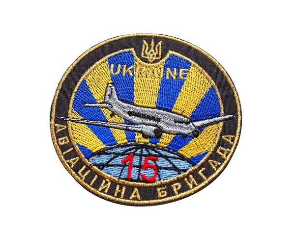 stock image Chevron of Ukrainian military officer (sky force). Legend: 15 Aviation brigade.