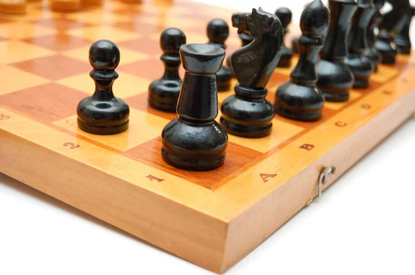 Vintage Chessmenna på schackbräde. före Slaget. — Stockfoto