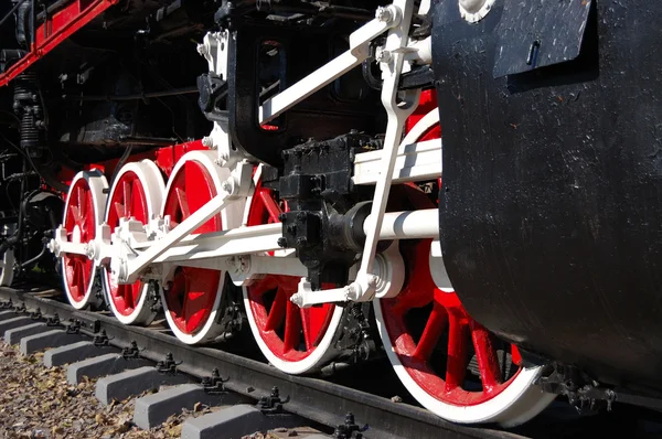 stock image Wheels of vintage steam locomotive