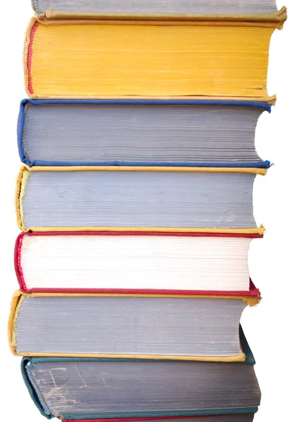 stock image Tower of old books on white background