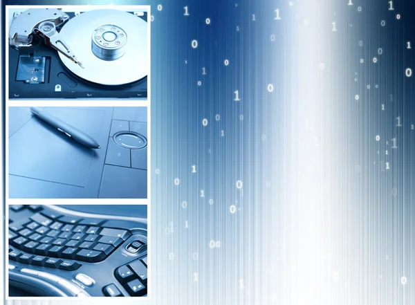 stock image Collage: Information technology (IT). Harddrive, graphic tablet