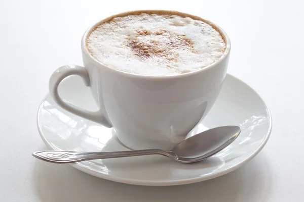 Tasse Heißen Cappuccino Aus Nächster Nähe Naturschießen — Stockfoto