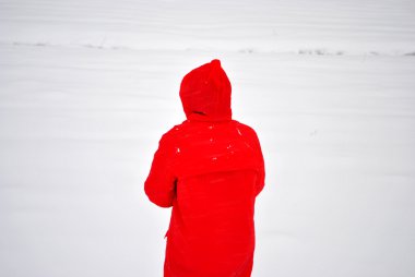 Girl with red coat clipart