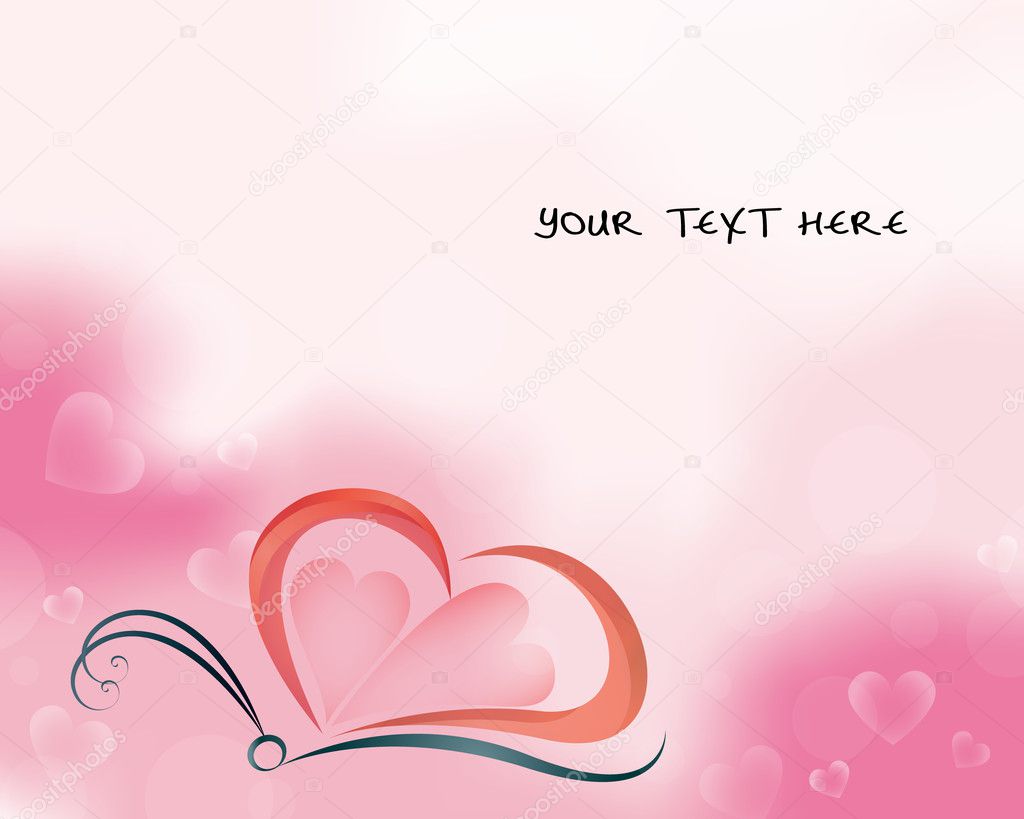Pink background with butterfly, a place for your text