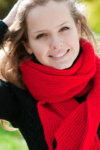 stock image Very beautiful young girl in park