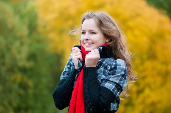 stock image Very beautiful young girl in park