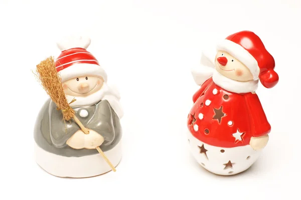 Χριστουγεννιάτικα στολίδια, τον Άγιο Βασίλη και χιονάνθρωποι — Stockfoto