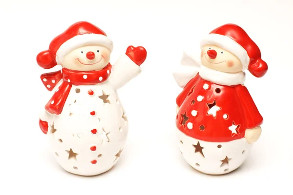 Enfeites de Natal, Papai Noel e bonecos de neve — Fotografia de Stock