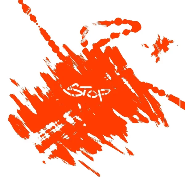 A palavra "parar" em um fundo de manchas vermelhas — Fotografia de Stock