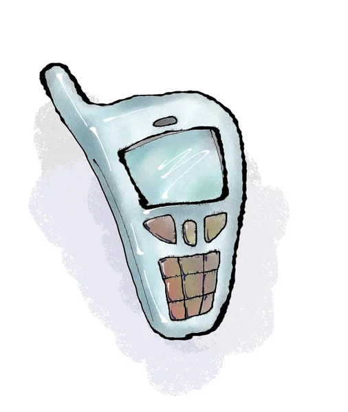 Gezeichnetes Handy auf weißem Hintergrund — Stockfoto
