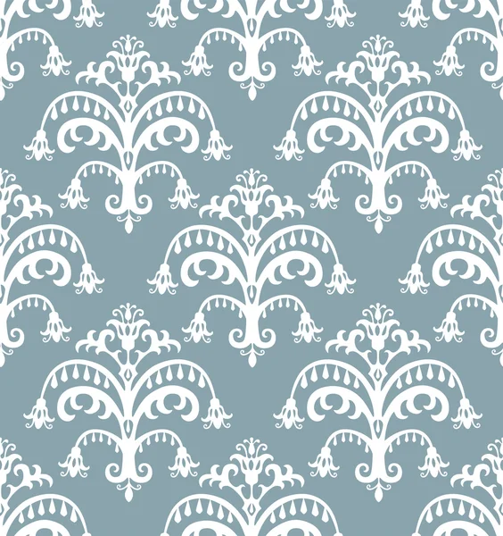 Seamless Baroque Pattern White Beautiful Blue Background — Stock Vector