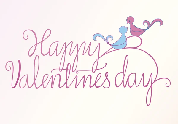 Texto San Valentín Dibujado Mano Con Dos Aburridos Amorosos — Archivo Imágenes Vectoriales