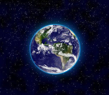 Uzayda Dünya gezegeni çizimi